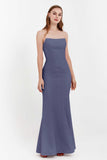Mermaid Crepe Straight Across Formal Evening Dresses Long Prom Party Bridesmaid Dress Gowns