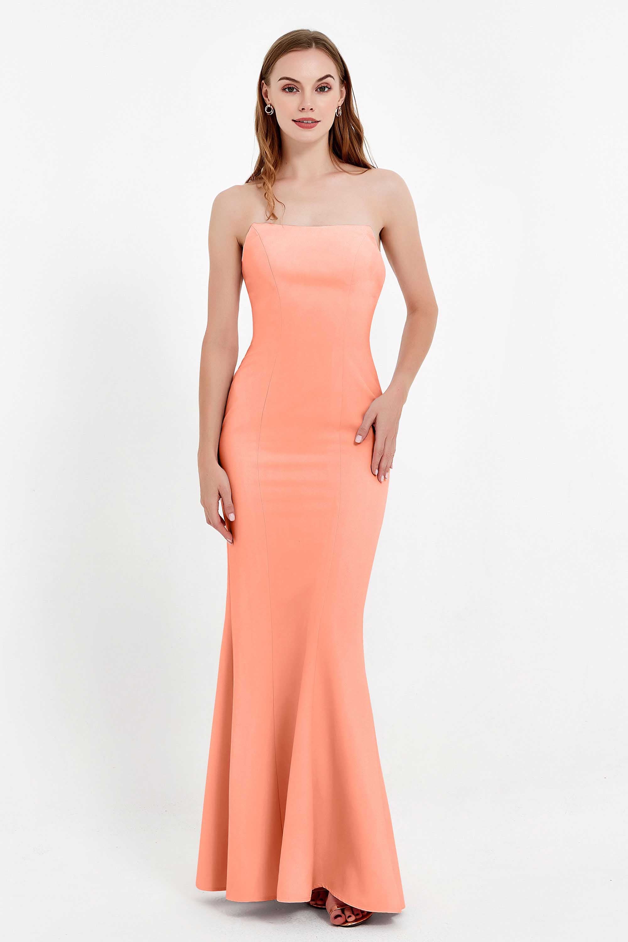 Mermaid Crepe Straight Across Formal Evening Dresses Long Prom Party Bridesmaid Dress Gowns