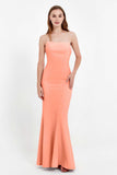 Mermaid Crepe Straight Across Formal Evening Dresses Long Prom Party Bridesmaid Dress Gowns