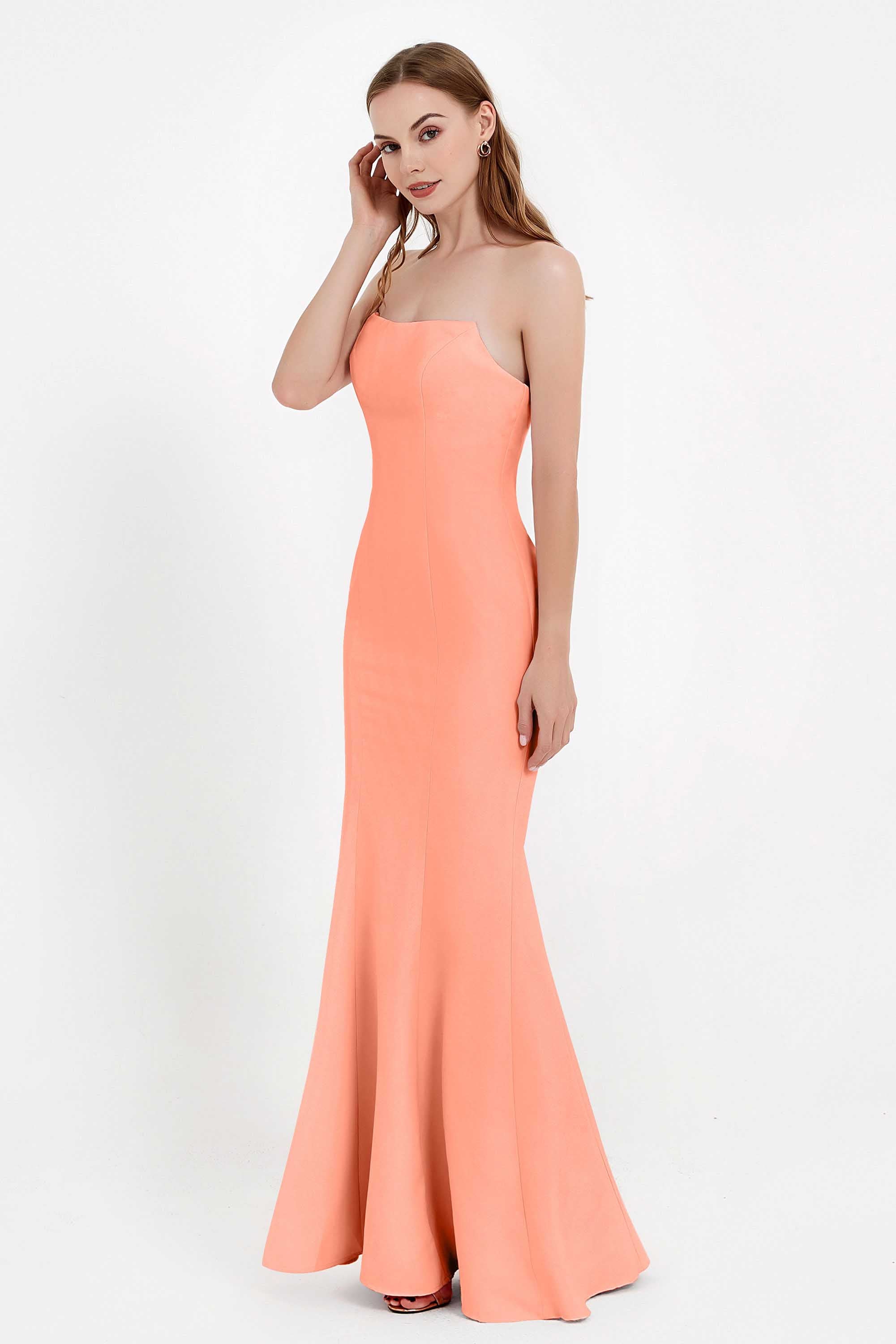 Mermaid Crepe Straight Across Formal Evening Dresses Long Prom Party Bridesmaid Dress Gowns