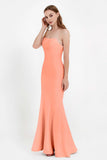 Mermaid Crepe Straight Across Formal Evening Dresses Long Prom Party Bridesmaid Dress Gowns