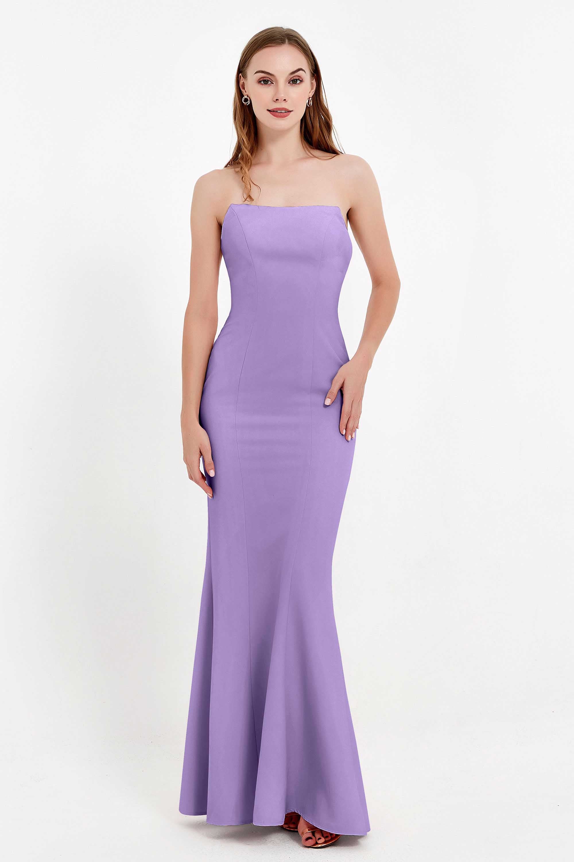 Mermaid Crepe Straight Across Formal Evening Dresses Long Prom Party Bridesmaid Dress Gowns