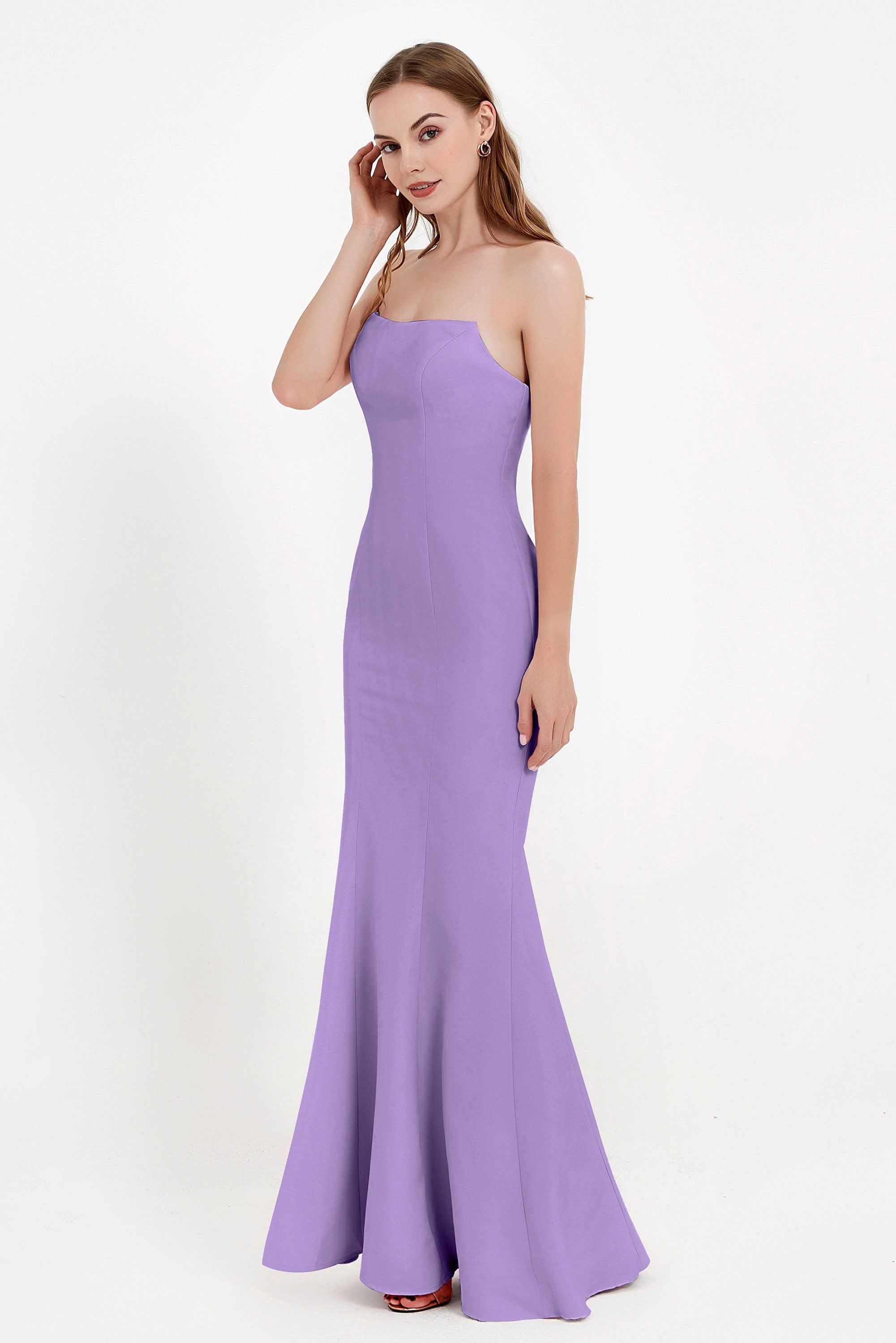 Mermaid Crepe Straight Across Formal Evening Dresses Long Prom Party Bridesmaid Dress Gowns