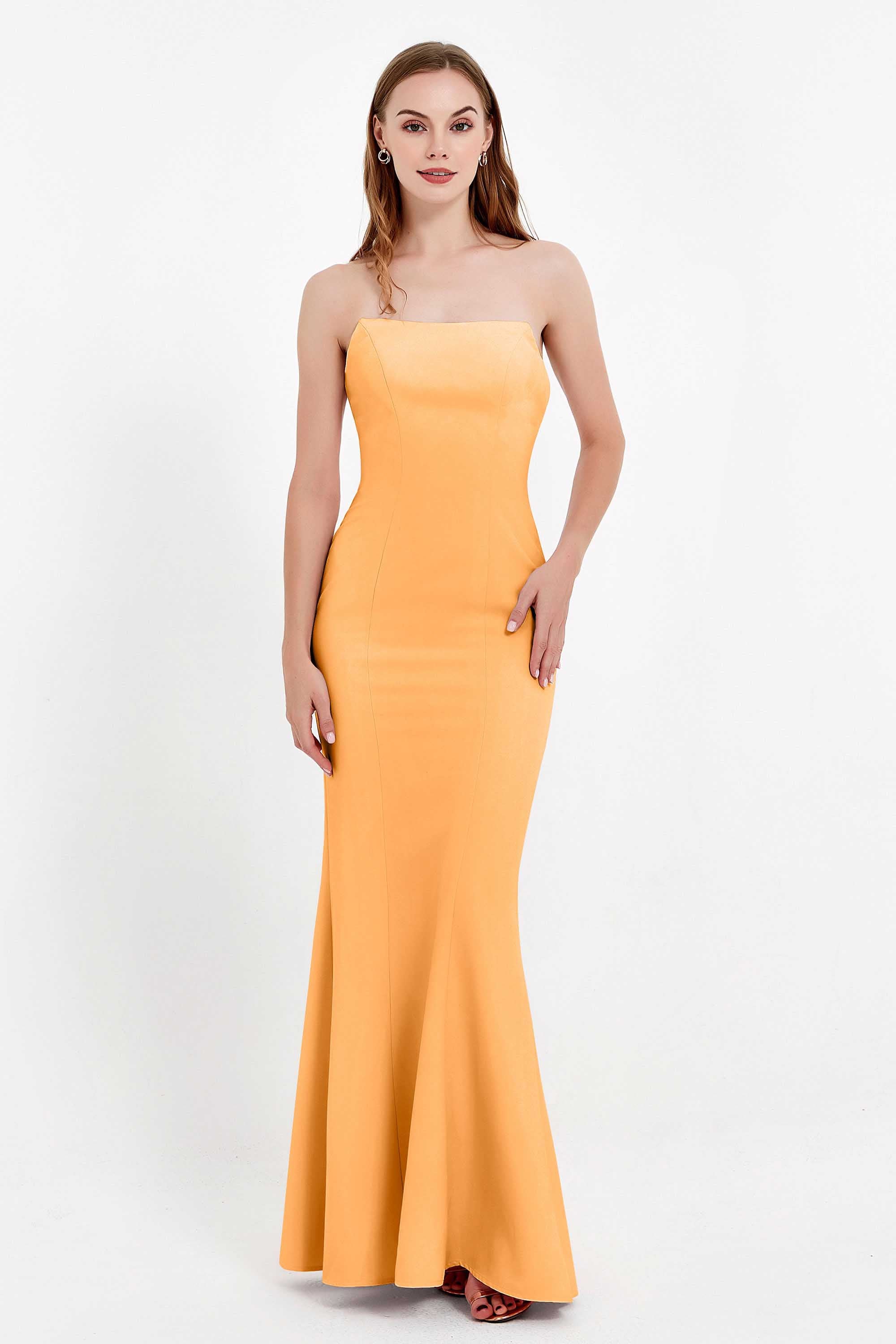 Mermaid Crepe Straight Across Formal Evening Dresses Long Prom Party Bridesmaid Dress Gowns