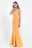 Mermaid Crepe Straight Across Formal Evening Dresses Long Prom Party Bridesmaid Dress Gowns