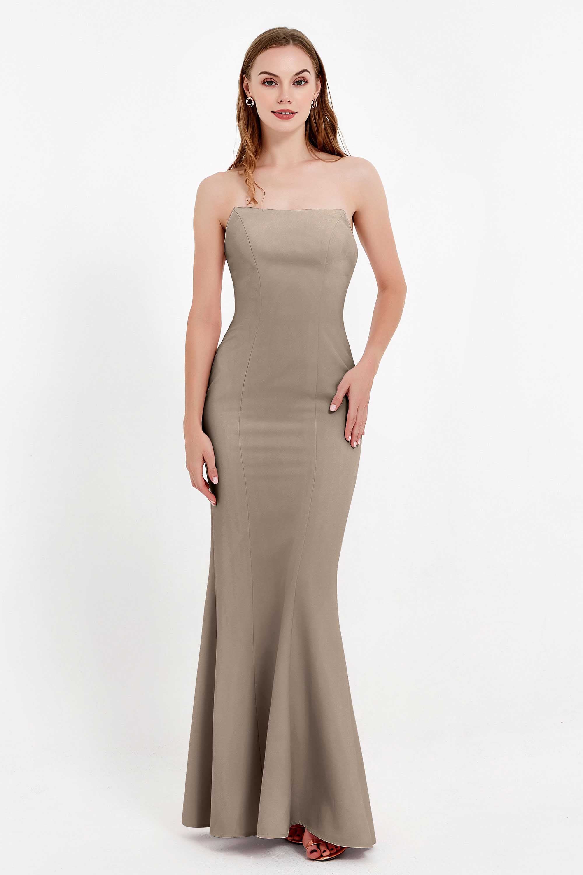 Mermaid Crepe Straight Across Formal Evening Dresses Long Prom Party Bridesmaid Dress Gowns