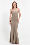 Mermaid Crepe Straight Across Formal Evening Dresses Long Prom Party Bridesmaid Dress Gowns