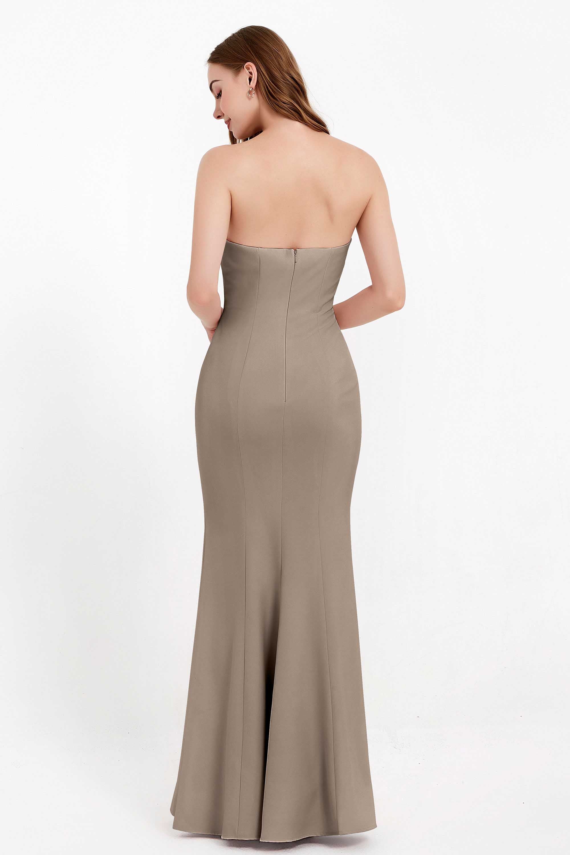 Mermaid Crepe Straight Across Formal Evening Dresses Long Prom Party Bridesmaid Dress Gowns