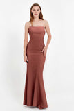Mermaid Crepe Straight Across Formal Evening Dresses Long Prom Party Bridesmaid Dress Gowns