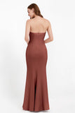 Mermaid Crepe Straight Across Formal Evening Dresses Long Prom Party Bridesmaid Dress Gowns