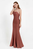 Mermaid Crepe Straight Across Formal Evening Dresses Long Prom Party Bridesmaid Dress Gowns