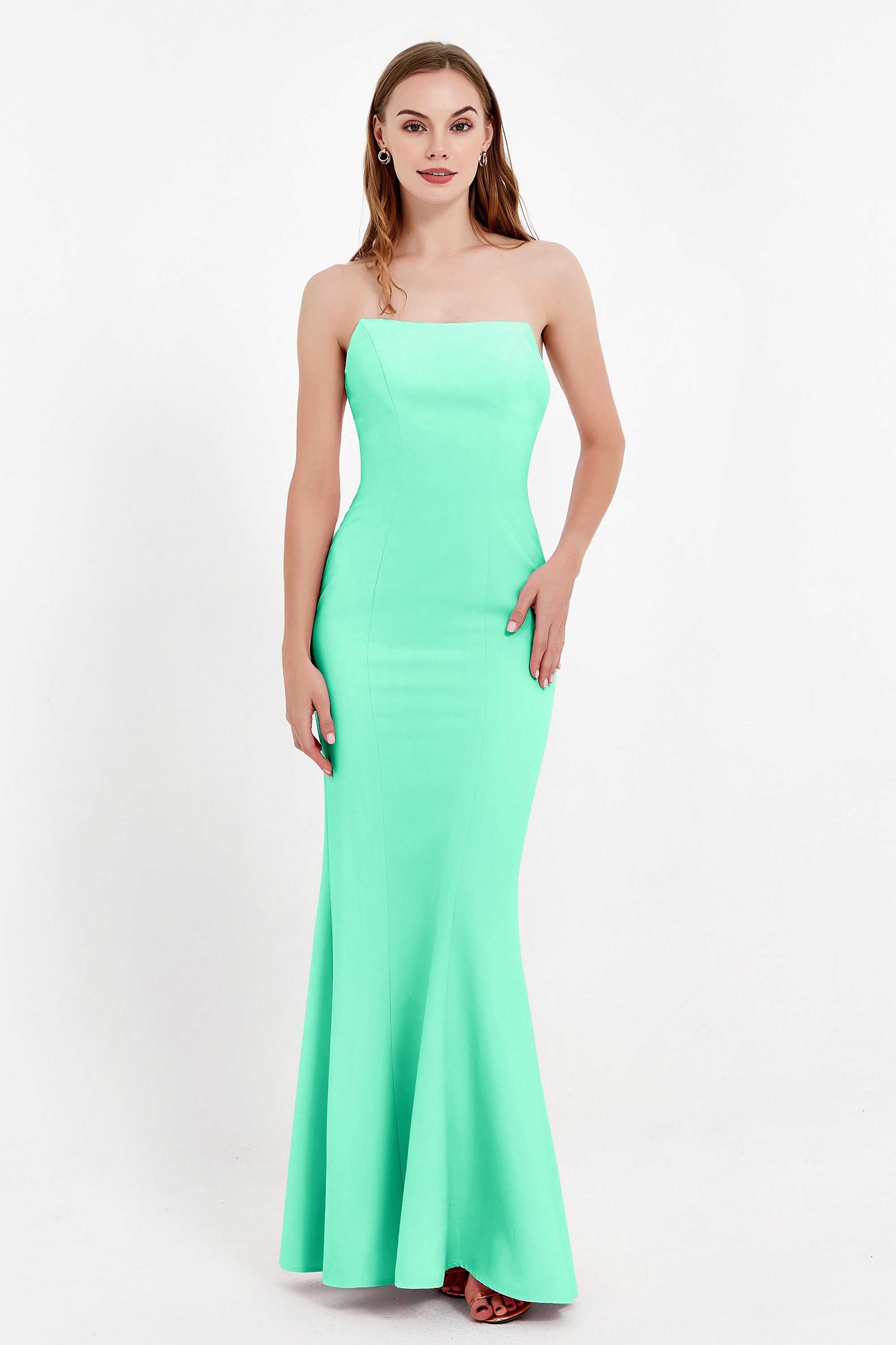 Mermaid Crepe Straight Across Formal Evening Dresses Long Prom Party Bridesmaid Dress Gowns