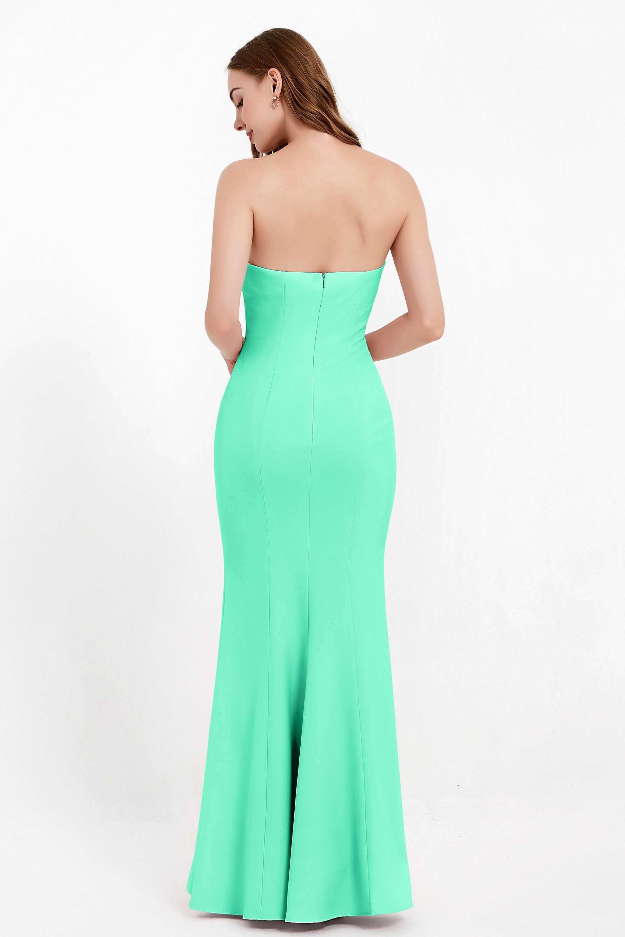 Mermaid Crepe Straight Across Formal Evening Dresses Long Prom Party Bridesmaid Dress Gowns