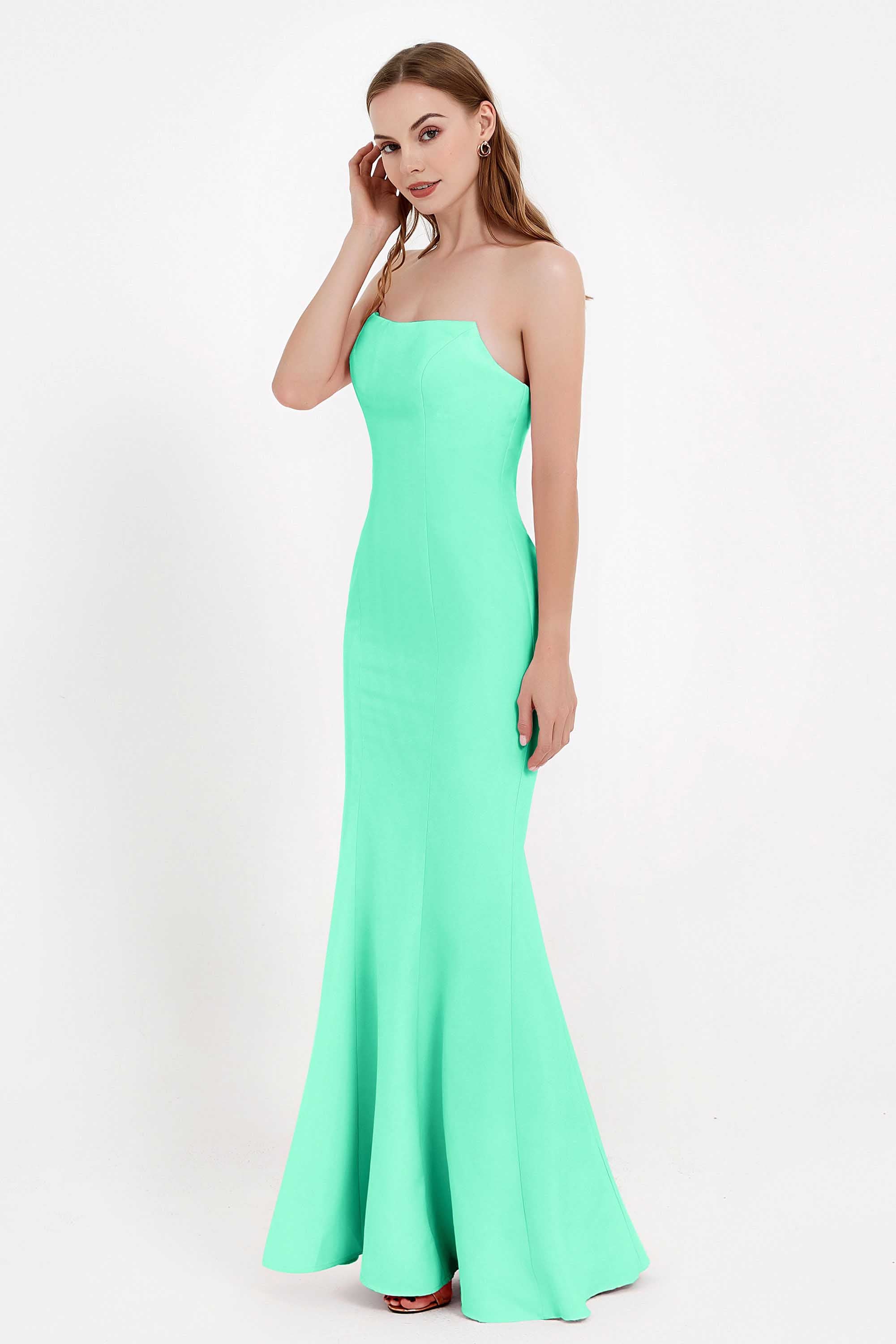 Mermaid Crepe Straight Across Formal Evening Dresses Long Prom Party Bridesmaid Dress Gowns