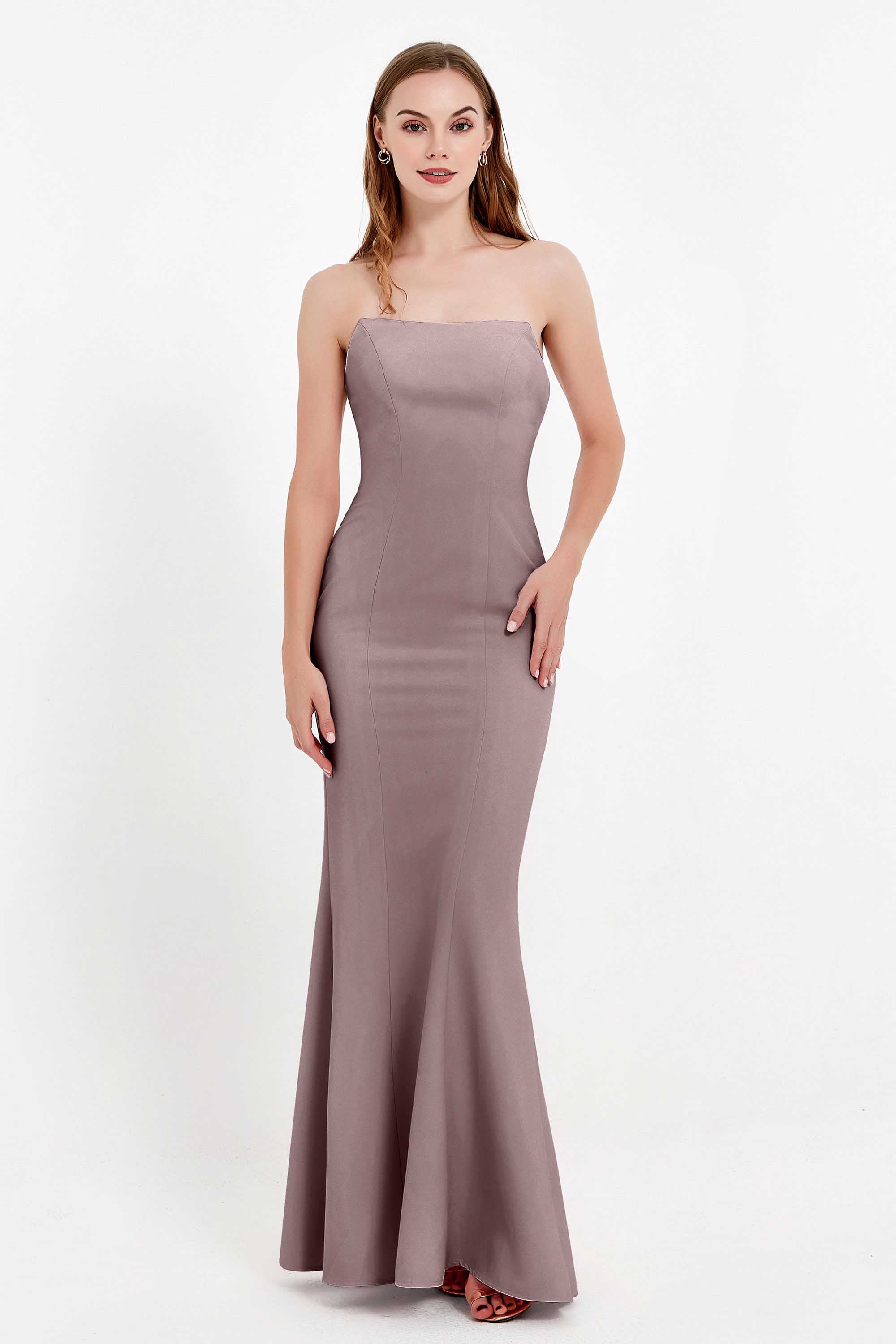 Mermaid Crepe Straight Across Formal Evening Dresses Long Prom Party Bridesmaid Dress Gowns