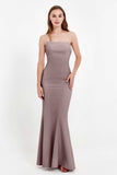 Mermaid Crepe Straight Across Formal Evening Dresses Long Prom Party Bridesmaid Dress Gowns