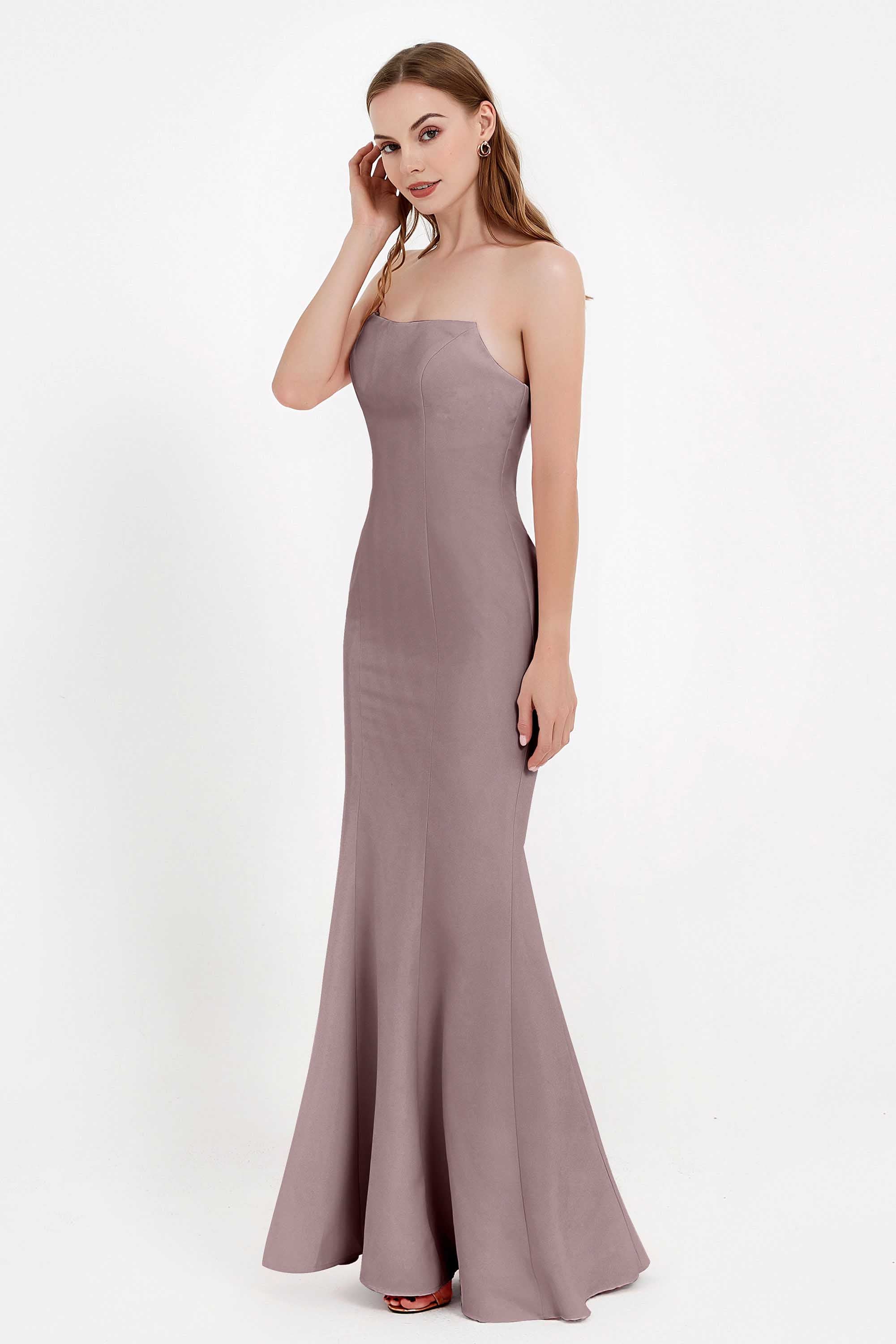 Mermaid Crepe Straight Across Formal Evening Dresses Long Prom Party Bridesmaid Dress Gowns