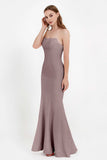 Mermaid Crepe Straight Across Formal Evening Dresses Long Prom Party Bridesmaid Dress Gowns