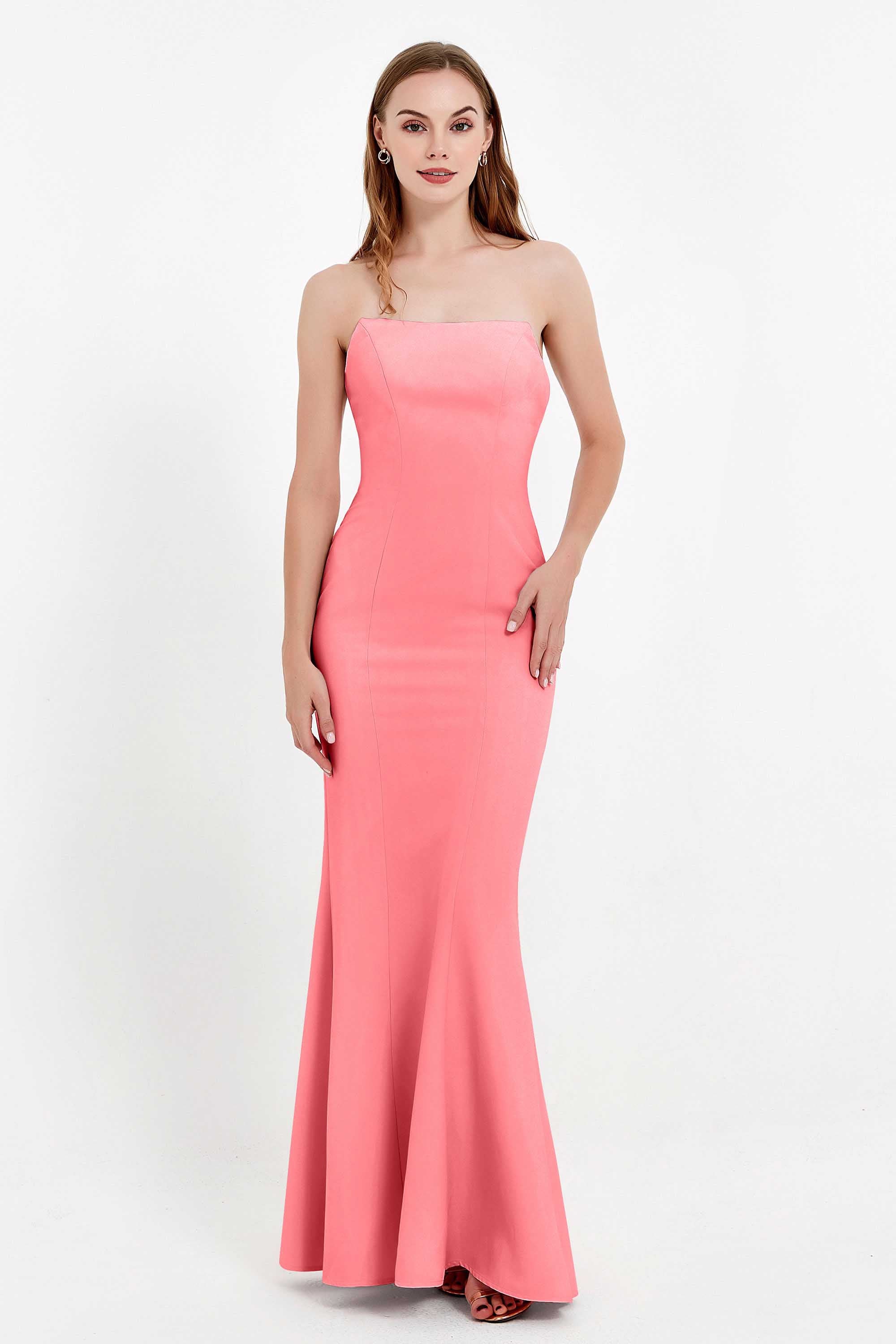 Mermaid Crepe Straight Across Formal Evening Dresses Long Prom Party Bridesmaid Dress Gowns
