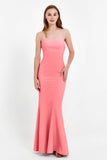 Mermaid Crepe Straight Across Formal Evening Dresses Long Prom Party Bridesmaid Dress Gowns