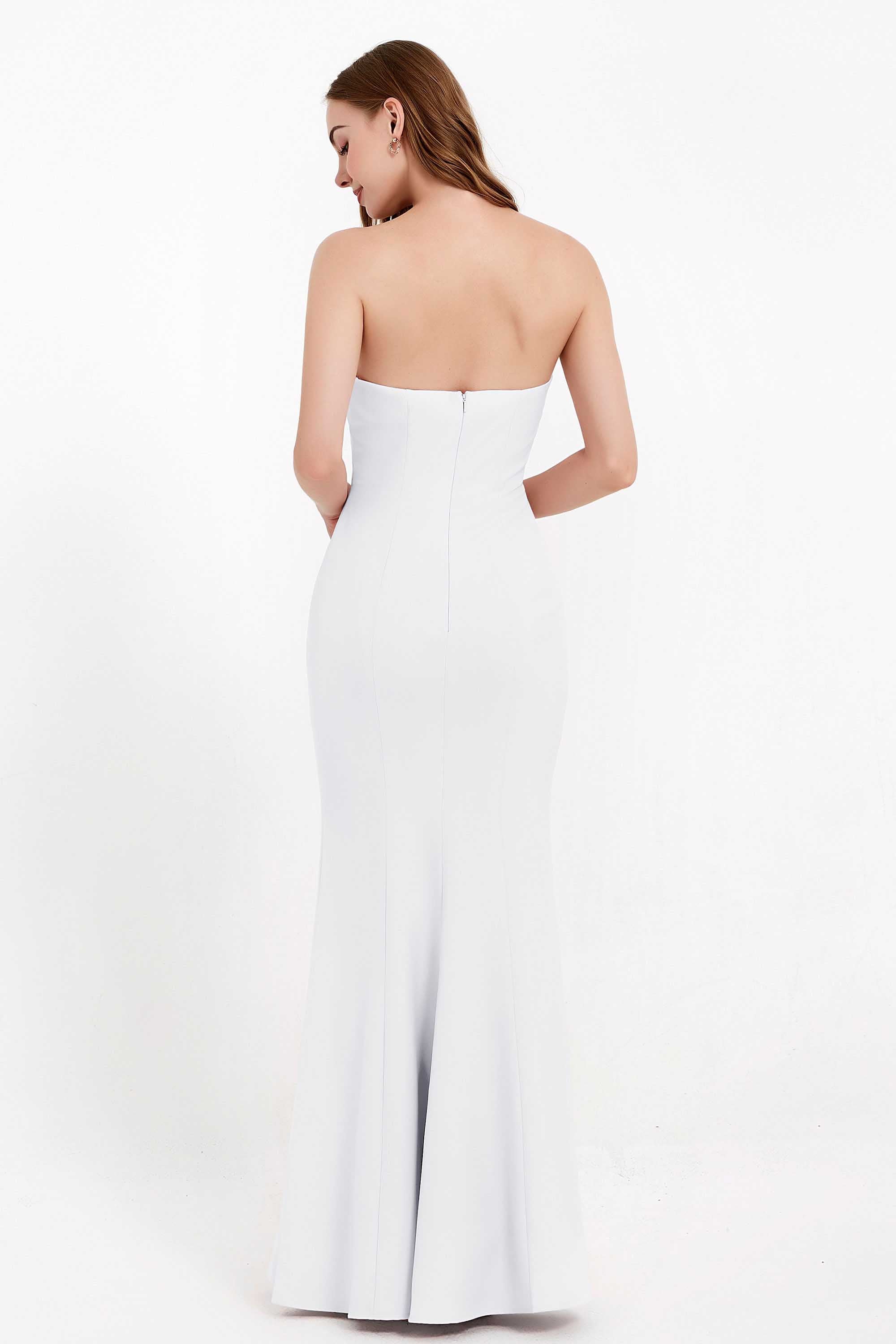 Mermaid Crepe Straight Across Formal Evening Dresses Long Prom Party Bridesmaid Dress Gowns
