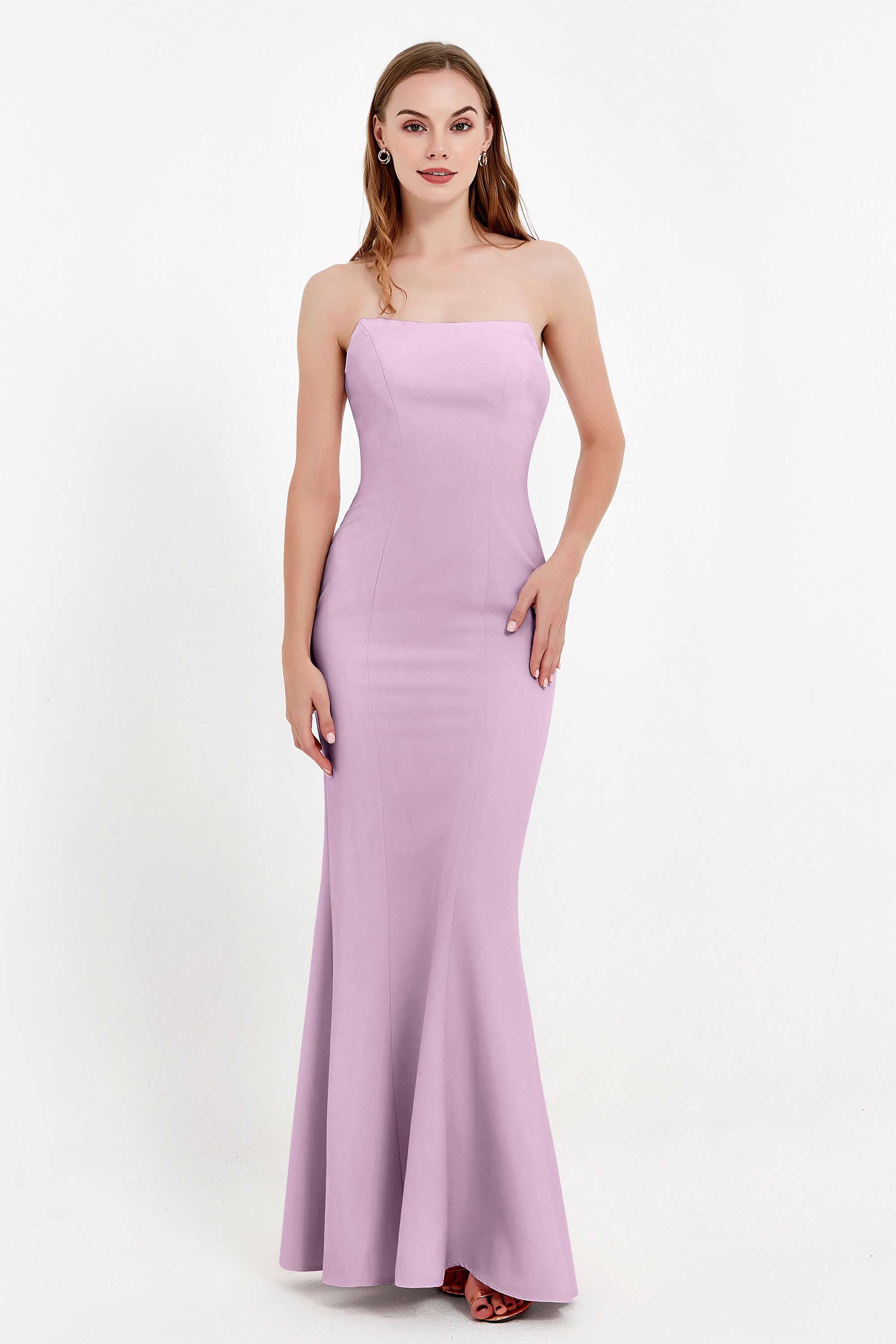 Mermaid Crepe Straight Across Formal Evening Dresses Long Prom Party Bridesmaid Dress Gowns