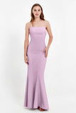 Mermaid Crepe Straight Across Formal Evening Dresses Long Prom Party Bridesmaid Dress Gowns