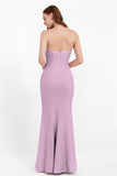 Mermaid Crepe Straight Across Formal Evening Dresses Long Prom Party Bridesmaid Dress Gowns