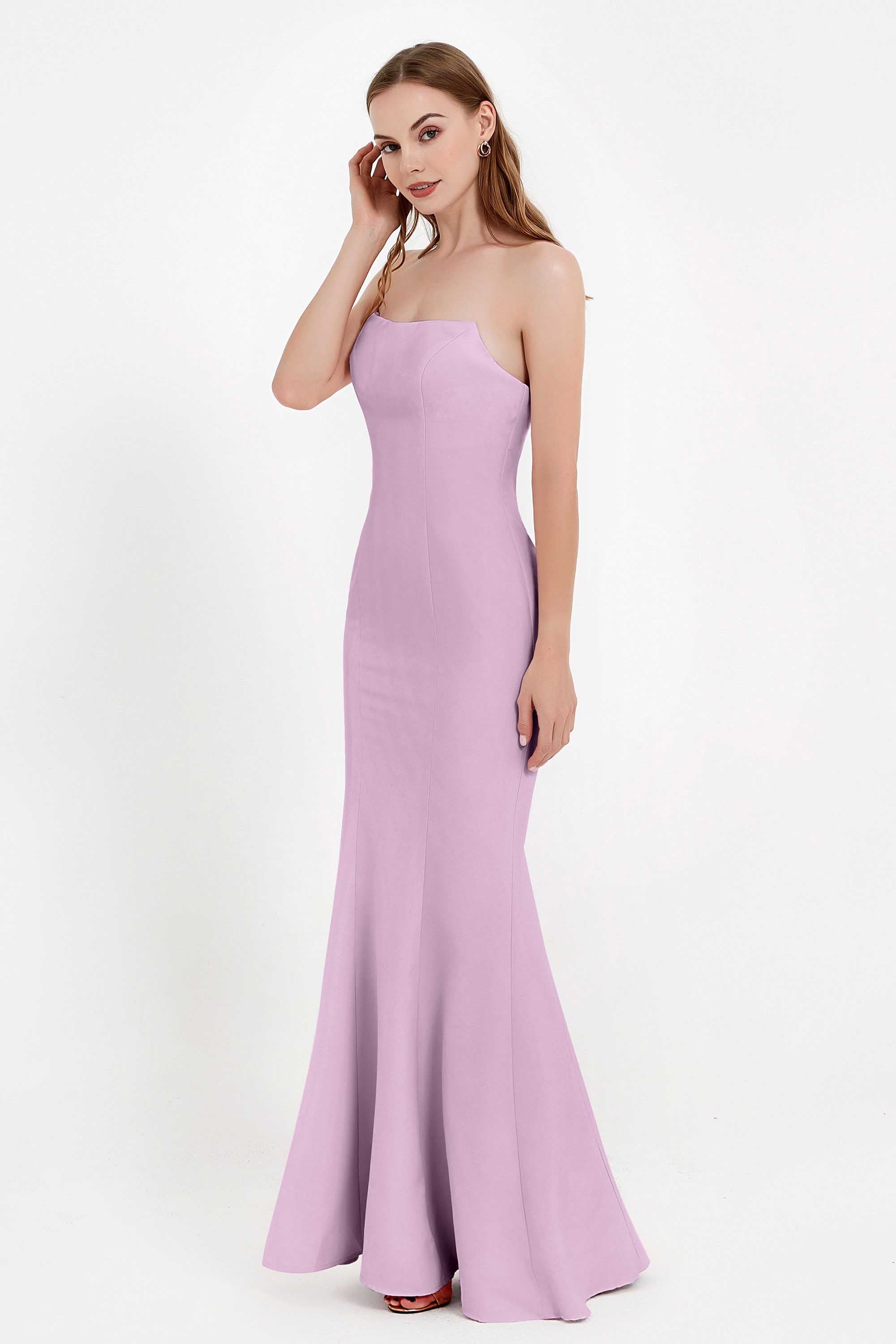 Mermaid Crepe Straight Across Formal Evening Dresses Long Prom Party Bridesmaid Dress Gowns