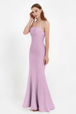 Mermaid Crepe Straight Across Formal Evening Dresses Long Prom Party Bridesmaid Dress Gowns