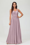 V Neck Chiffon Lace Bridesmaid Dress Formal Evening Dresses Gowns Ruffles Sleeveless
