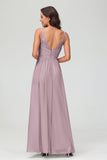 V Neck Chiffon Lace Bridesmaid Dress Formal Evening Dresses Gowns Ruffles Sleeveless
