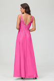 V Neck Chiffon Lace Bridesmaid Dress Formal Evening Dresses Gowns Ruffles Sleeveless