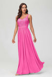 V Neck Chiffon Lace Bridesmaid Dress Formal Evening Dresses Gowns Ruffles Sleeveless