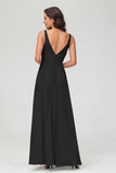 V Neck Chiffon Lace Bridesmaid Dress Formal Evening Dresses Gowns Ruffles Sleeveless