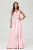 V Neck Chiffon Lace Bridesmaid Dress Formal Evening Dresses Gowns Ruffles Sleeveless