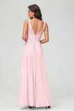 V Neck Chiffon Lace Bridesmaid Dress Formal Evening Dresses Gowns Ruffles Sleeveless
