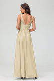 V Neck Chiffon Lace Bridesmaid Dress Formal Evening Dresses Gowns Ruffles Sleeveless