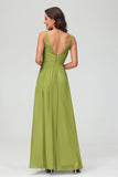 V Neck Chiffon Lace Bridesmaid Dress Formal Evening Dresses Gowns Ruffles Sleeveless