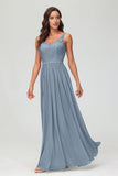 V Neck Chiffon Lace Bridesmaid Dress Formal Evening Dresses Gowns Ruffles Sleeveless
