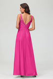 V Neck Chiffon Lace Bridesmaid Dress Formal Evening Dresses Gowns Ruffles Sleeveless
