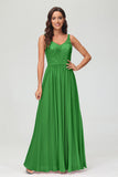V Neck Chiffon Lace Bridesmaid Dress Formal Evening Dresses Gowns Ruffles Sleeveless