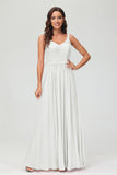 V Neck Chiffon Lace Bridesmaid Dress Formal Evening Dresses Gowns Ruffles Sleeveless