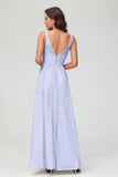 V Neck Chiffon Lace Bridesmaid Dress Formal Evening Dresses Gowns Ruffles Sleeveless