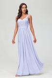 V Neck Chiffon Lace Bridesmaid Dress Formal Evening Dresses Gowns Ruffles Sleeveless