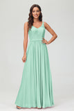 V Neck Chiffon Lace Bridesmaid Dress Formal Evening Dresses Gowns Ruffles Sleeveless