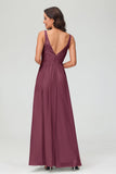 V Neck Chiffon Lace Bridesmaid Dress Formal Evening Dresses Gowns Ruffles Sleeveless