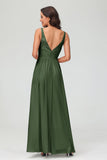 V Neck Chiffon Lace Bridesmaid Dress Formal Evening Dresses Gowns Ruffles Sleeveless