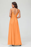 V Neck Chiffon Lace Bridesmaid Dress Formal Evening Dresses Gowns Ruffles Sleeveless