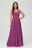 V Neck Chiffon Lace Bridesmaid Dress Formal Evening Dresses Gowns Ruffles Sleeveless
